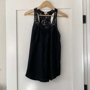 Silk halter top with lace detail